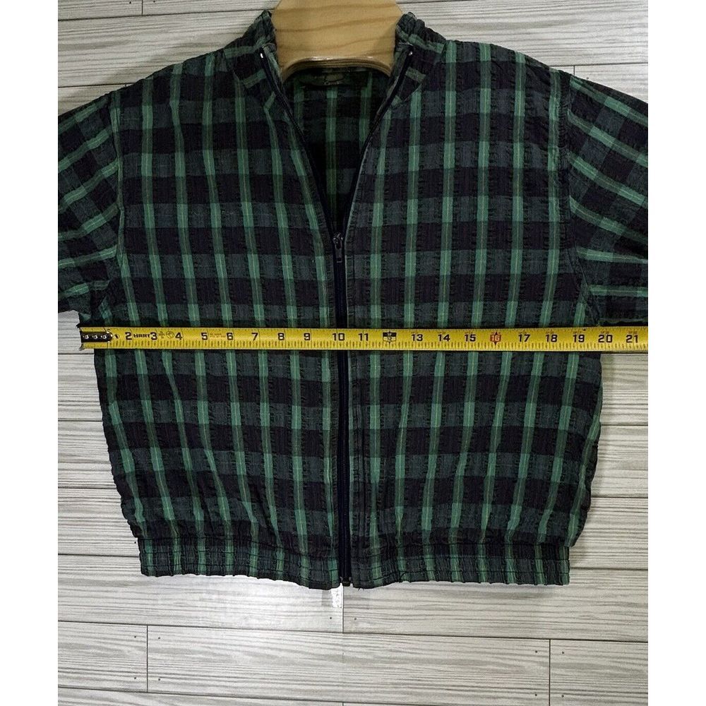 VTG Orvis Women's Seersucker Green Navy Plaid Pant & Full Zip Lightweight Sz‎ PM - Picture 7 of 16